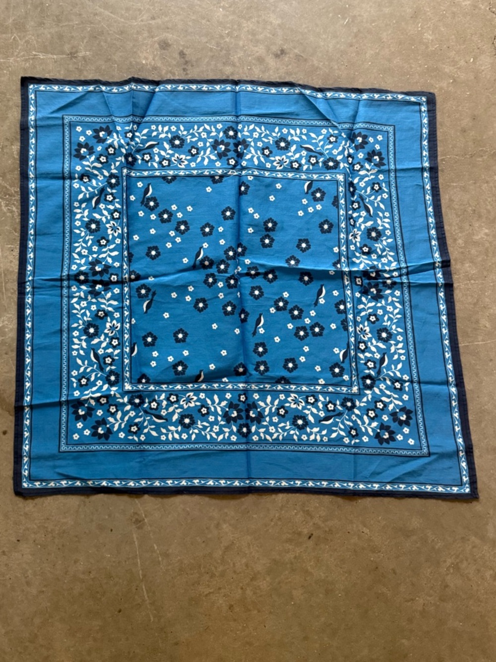 Blue Floral Bandana Scarf